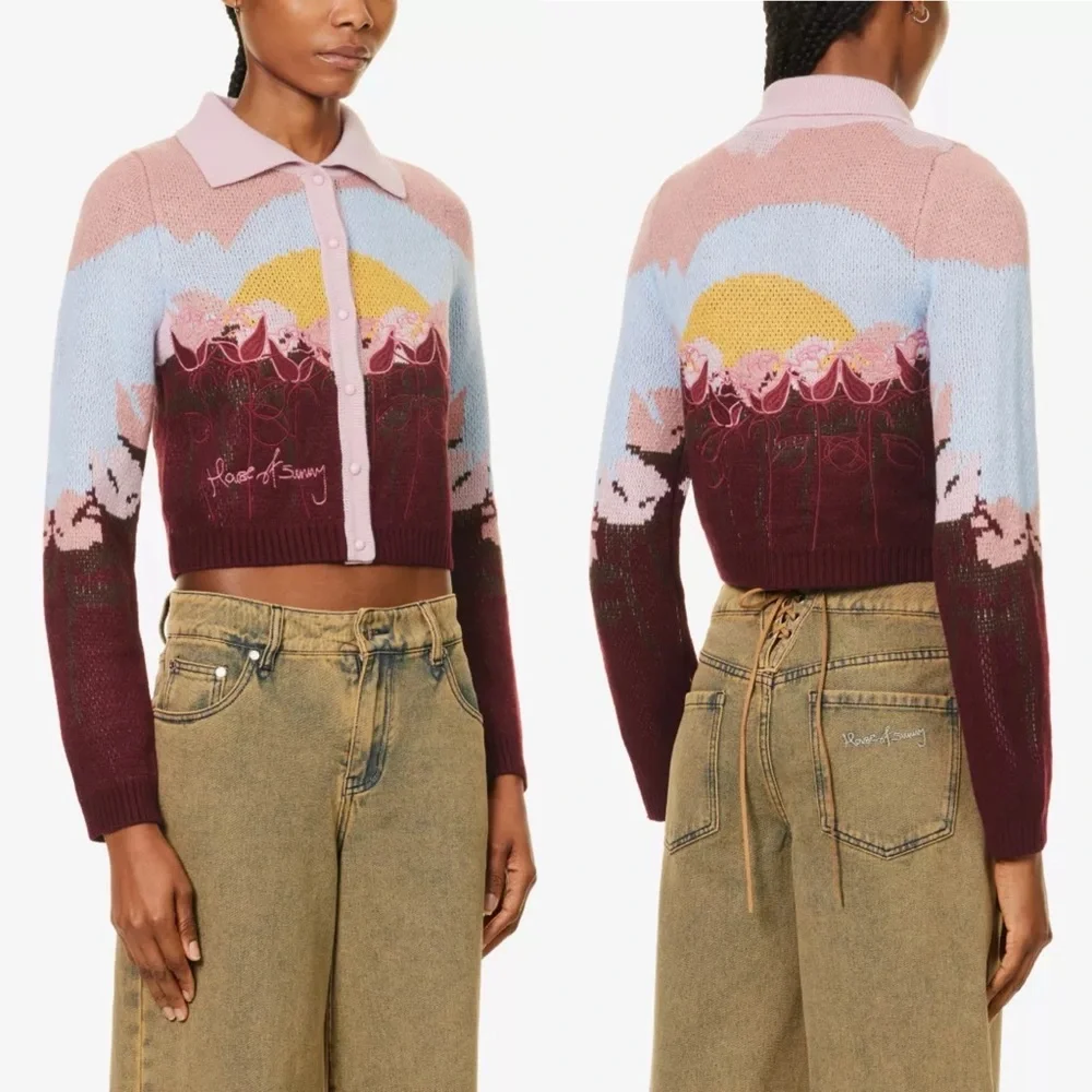 House of Sunny Garden of Eden Tripper Intarsia Cardigan XS US 2 NWT - Picture 4 of 16